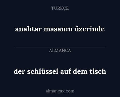 anahtar masanın üzerinde - der schlüssel auf dem tisch