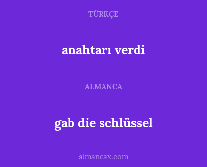 anahtarı verdi - gab die schlüssel