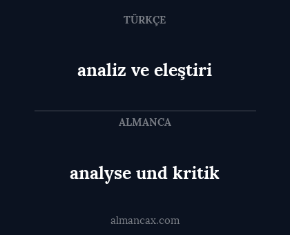 analyse und kritik - analiz ve eleştiri