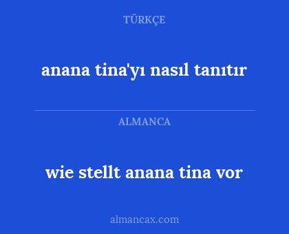 wie stellt anana tina vor - anana tina'yı nasıl tanıtır