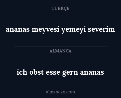 ich obst esse gern ananas - ananas meyvesi yemeyi severim
