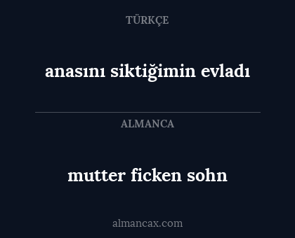 mutter ficken sohn - anasını siktiğimin evladı