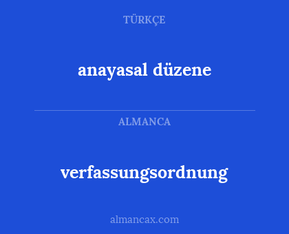verfassungsordnung - anayasal düzene