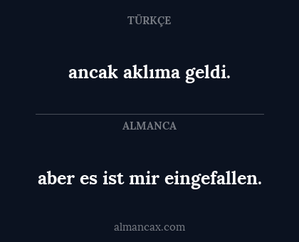 aber es ist mir eingefallen. - ancak aklıma geldi.
