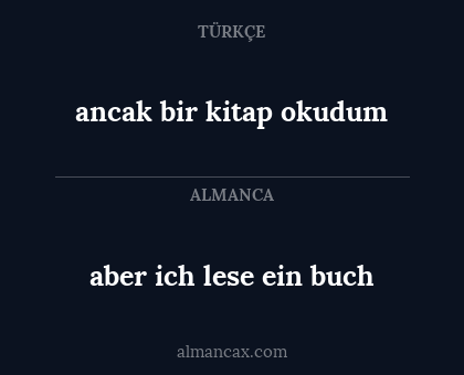 aber ich lese ein buch - ancak bir kitap okudum