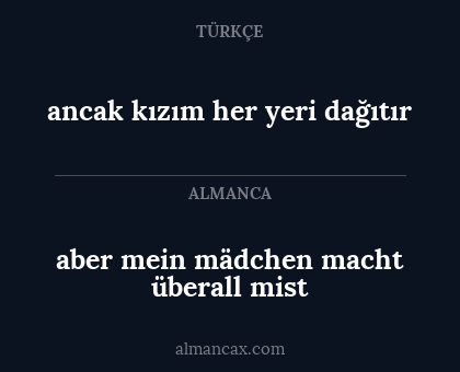aber mein mädchen macht überall mist - ancak kızım her yeri dağıtır