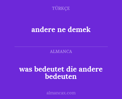 andere ne demek - was bedeutet die andere bedeuten