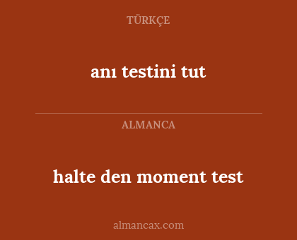 halte den moment test - anı testini tut