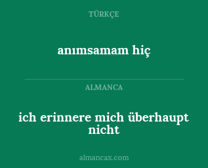 anımsamam hiç - ich erinnere mich überhaupt nicht