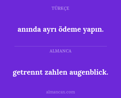 getrennt zahlen augenblick. - anında ayrı ödeme yapın.