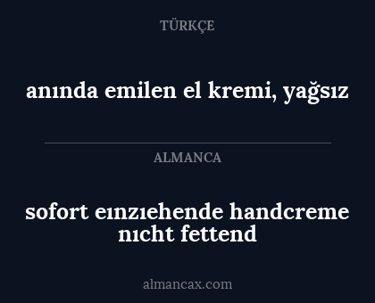 anında emilen el kremi, yağsız - sofort eınzıehende handcreme nıcht fettend