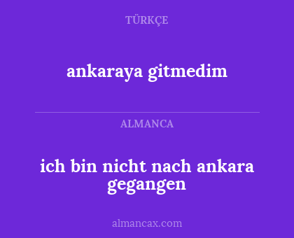 ankaraya gitmedim - ich bin nicht nach ankara gegangen