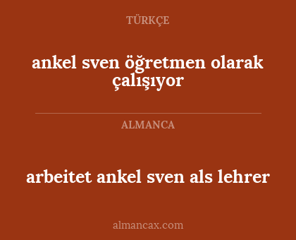 ankel sven öğretmen olarak çalışıyor - arbeitet ankel sven als lehrer