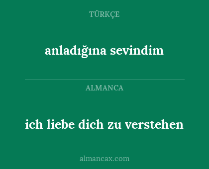 anladığına sevindim - ich liebe dich zu verstehen