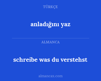 schreibe was du verstehst - anladığını yaz