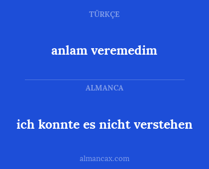 ich konnte es nicht verstehen - anlam veremedim