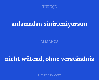 nicht wütend, ohne verständnis - anlamadan sinirleniyorsun