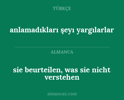 anlamadıkları şeyı yargılarlar - sie beurteilen, was sie nicht verstehen