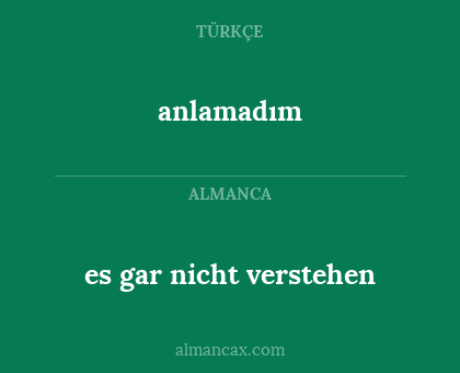 anlamadım - es gar nicht verstehen