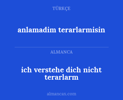 anlamadim terarlarmisin - ich verstehe dich nicht terarlarm