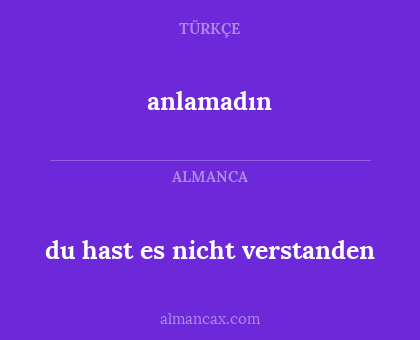 anlamadın - du hast es nicht verstanden