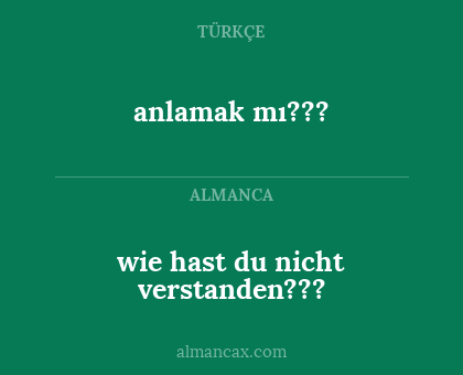 wie hast du nicht verstanden??? - anlamak mı???