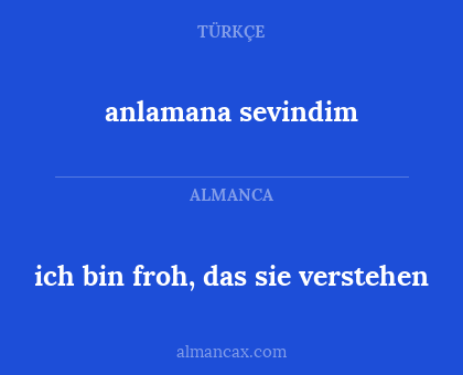 anlamana sevindim - ich bin froh, das sie verstehen
