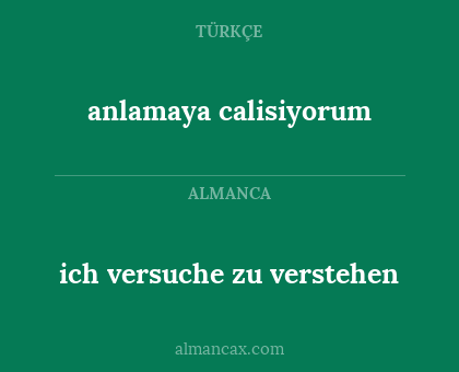 anlamaya calisiyorum - ich versuche zu verstehen