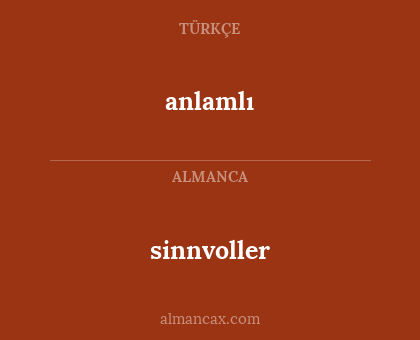 sinnvoller - anlamlı