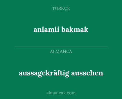 aussagekräftig aussehen - anlamli bakmak