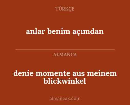 denie momente aus meinem blickwinkel - anlar benim açımdan