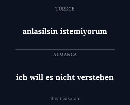 ich will es nicht verstehen - anlasilsin istemiyorum