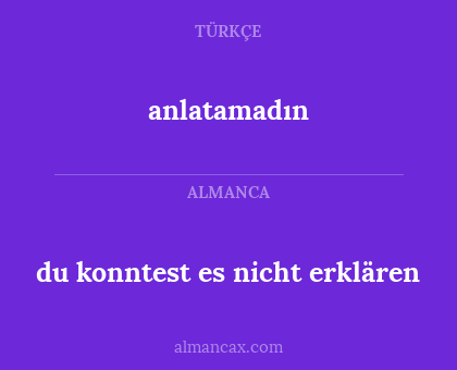 du konntest es nicht erklären - anlatamadın