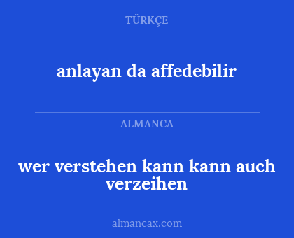 anlayan da affedebilir - wer verstehen kann kann auch verzeihen