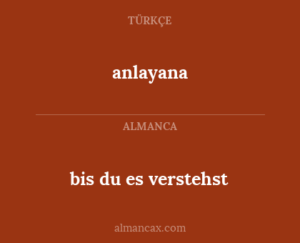 anlayana - bis du es verstehst