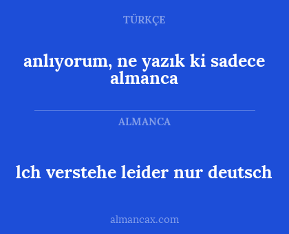 lch verstehe leider nur deutsch - anlıyorum, ne yazık ki sadece almanca