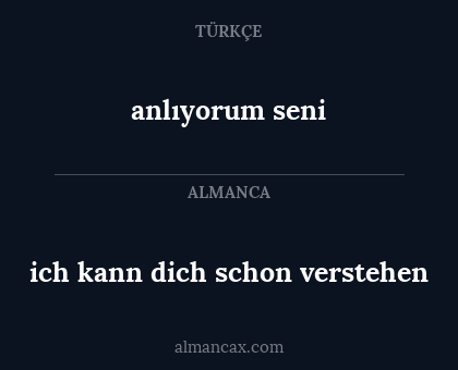 anlıyorum seni - ich kann dich schon verstehen