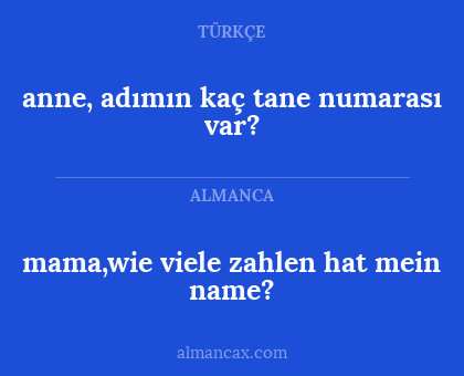 anne, adımın kaç tane numarası var? - mama,wie viele zahlen hat mein name?