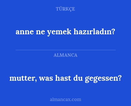 anne ne yemek hazırladın? - mutter, was hast du gegessen?