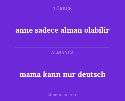 anne sadece alman olabilir - mama kann nur deutsch