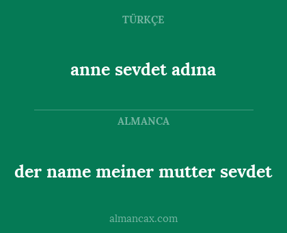 anne sevdet adına - der name meiner mutter sevdet