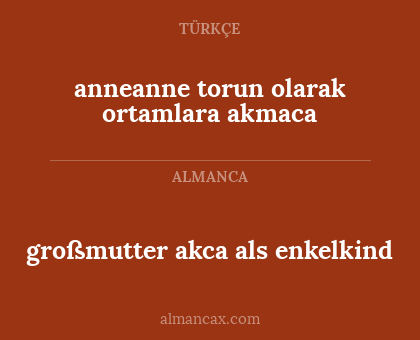 anneanne torun olarak ortamlara akmaca - großmutter akca als enkelkind