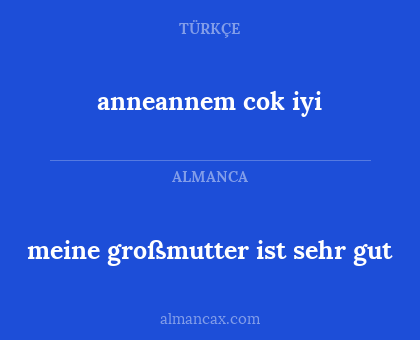 anneannem cok iyi - meine großmutter ist sehr gut