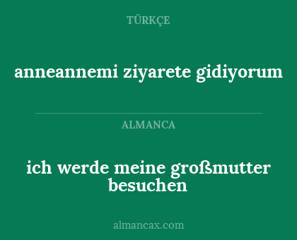 anneannemi ziyarete gidiyorum - ich werde meine großmutter besuchen