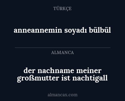 der nachname meiner großmutter ist nachtigall - anneannemin soyadı bülbül