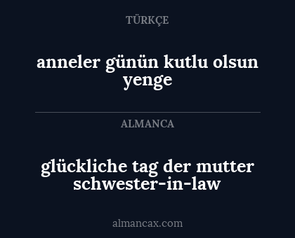 glückliche tag der mutter schwester-in-law - anneler günün kutlu olsun yenge