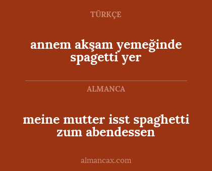 meine mutter isst spaghetti zum abendessen - annem akşam yemeğinde spagetti yer