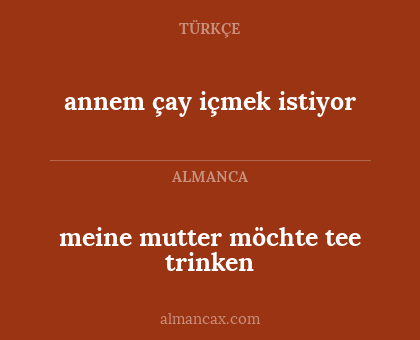 meine mutter möchte tee trinken - annem çay içmek istiyor