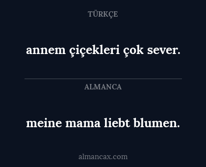 meine mama liebt blumen. - annem çiçekleri çok sever.