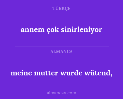 meine mutter wurde wütend, - annem çok sinirleniyor